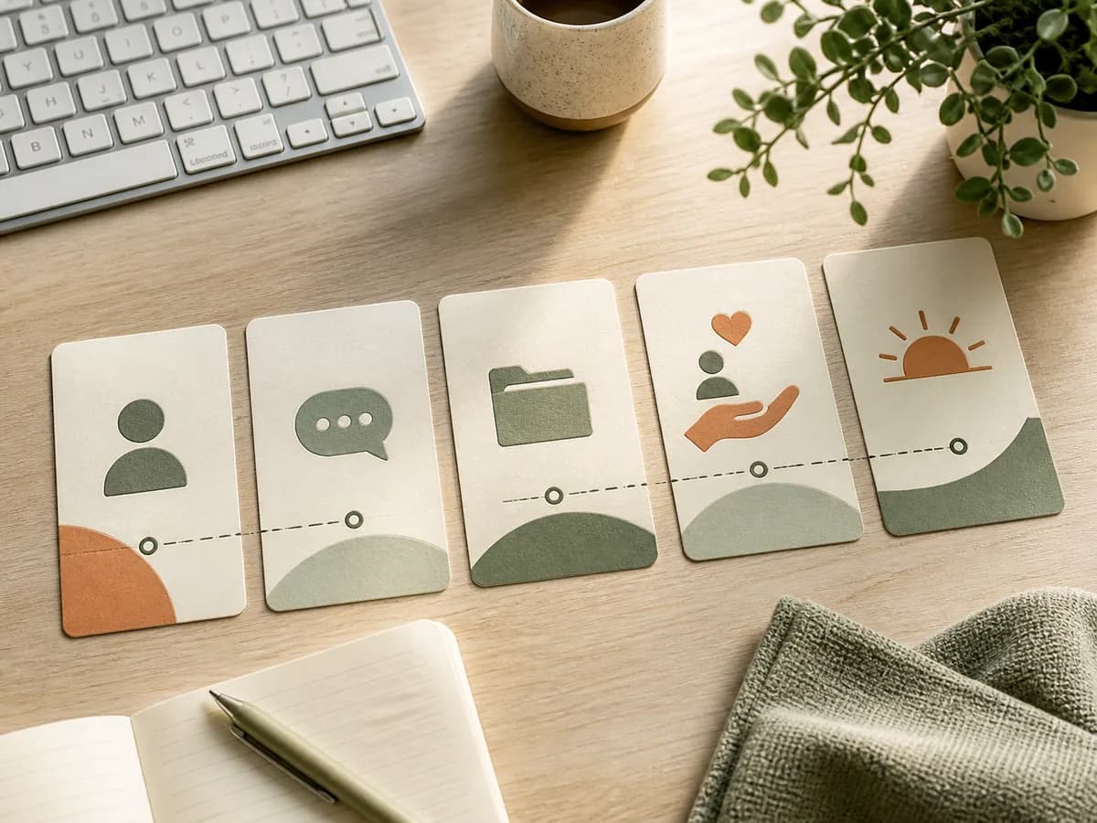 Accessible patient journey map covering identity, messages, records, support, and recovery